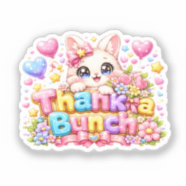 キュート かわいい 猫の「ありがとう」 パステルピンク フロ シール