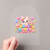 キュート かわいい 猫 名前入り パステルピンク フロ アクリル招待状 (インサイチュ (ポータブル))