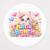 キュート かわいい 猫 名前入り パステルピンク フロ ラベル (デザイン1)