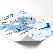 キュート・アイスランドの旅行地図 ポスター (角)