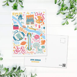 キュート・アン・アーバー・ミシガンお気に入りの物件地図 ポストカード