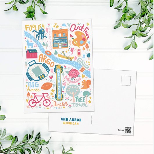 キュート・アン・アーバー・ミシガンお気に入りの物件地図 ポストカード