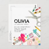 キュート・アート絵を描アーティスト・ドローパーティー絵を描の誕生日 ポストカード (正面/裏面)