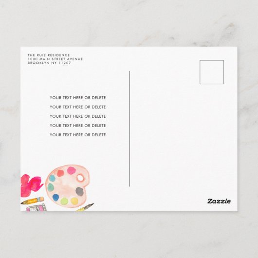 キュート・アート絵を描アーティスト・ドローパーティー絵を描の誕生日 ポストカード (裏面)