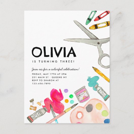 キュート・アート絵を描アーティスト・ドローパーティー絵を描の誕生日 ポストカード (正面)