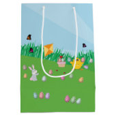 キュート&イースターカラフルエッグ狩りバニーシック ミディアムペーパーバッグ (裏面)