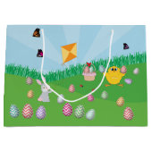 キュート&イースターカラフルエッグ狩りバニーシック ラージペーパーバッグ (正面)