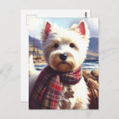 キュート・ウェスト・ハイランド・ホワイト・テリア絵を描ズ ポストカード (正面/裏面)