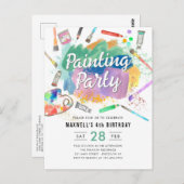 キュート・ウォーター絵を描カラーアー絵を描トのパーティー誕生日 ポストカード (正面/裏面)