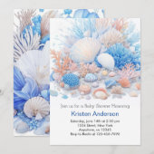 キュート オーシャン ブリスフル シェル ボーホー ボーイ ベイビー シャワー 招待状 (正面/裏面)