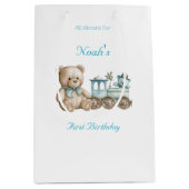 キュート・オールアボード1年目の誕生日 ミディアムペーパーバッグ (正面)