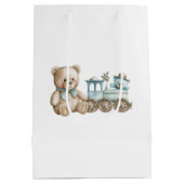 キュート・オールアボード1年目の誕生日 ミディアムペーパーバッグ (裏面)