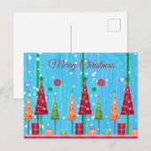 キュート、カラフルクリスマスツリー、クリスマス ポストカード (正面/裏面)