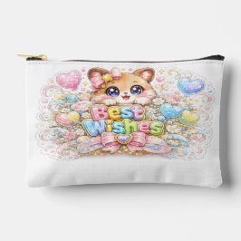 キュート カワイイ ベストウィッシュ 猫 パステルピンク フラワー アクセサリーポーチ