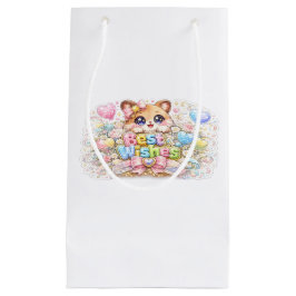 キュート カワイイ ベストウィッシュ 猫 パステルピンク フラワー スモールペーパーバッグ