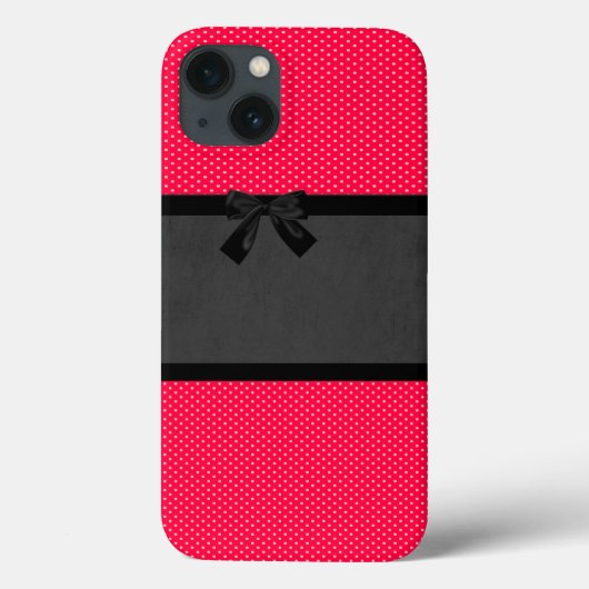 キュート ガーリー エレガント 赤い水玉 -黒リボン Case-Mate iPhoneケース (裏面)