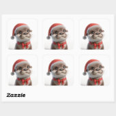 キュート・クリスマスオッター スクエアシール (シート)