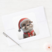 キュート・クリスマスオッター スクエアシール (封筒)