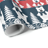 キュート&クリスモダンマ雪だるまニット ラッピングペーパー (ロールコーナー)