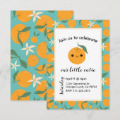 キュート クレメンティン マンゴー タンジェリン オレンジ ブルー 招待状 (正面/裏面)