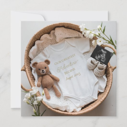 キュート・クロシェは中立の妊娠の発表に耐える 招待状 (正面)