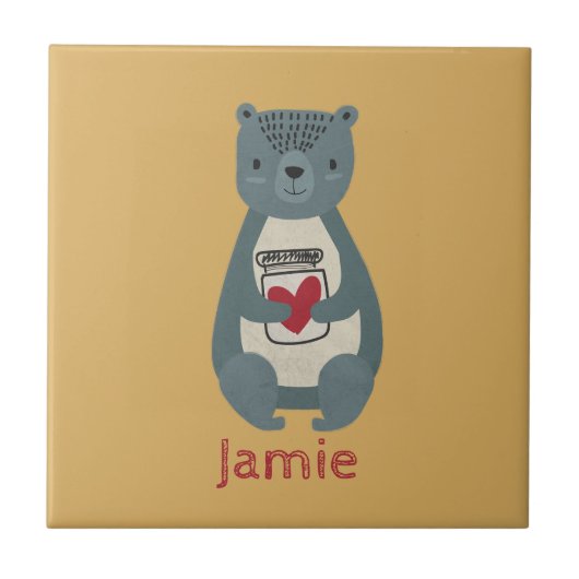 キュート・グレイ・ベア タイル (正面)