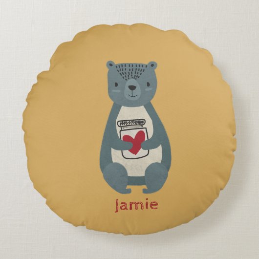 キュート・グレイ・ベア ラウンドクッション (正面)
