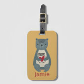 キュート・グレイ・ベア ラゲッジタグ (正面縦)