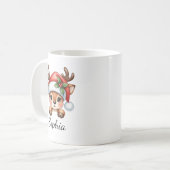 キュート コケット フラワー クリスマス トナカイ コーヒーマグカップ (正面左)
