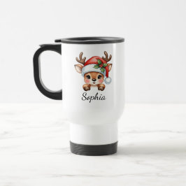 キュート コケット フラワー クリスマス トナカイ トラベルマグ