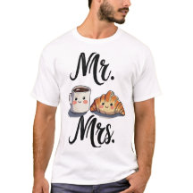 キュート・コーヒーとクロワッサン・カップル・デシ夫妻