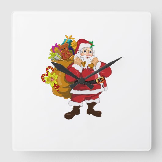 キュート サンタクロース クリスマス ウォールクロック | 10.75" アクリル製 (正面)