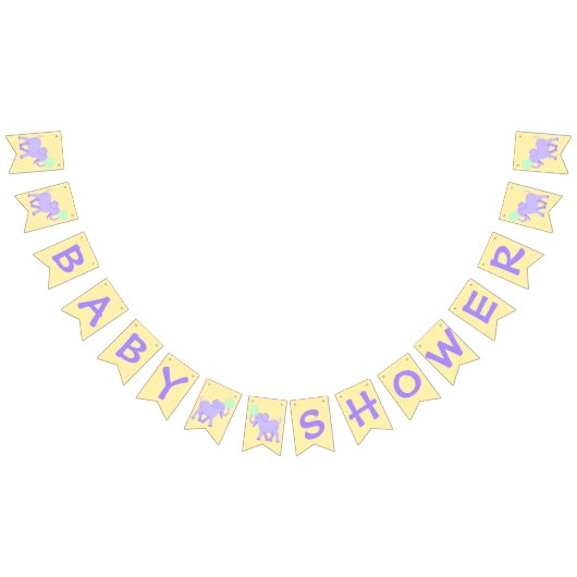 キュート・サーカス |赤ちゃんシャワーエレファント男の子または女の子 バンティングフラッグ (全)