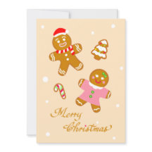 キュート シック クリスマス ジンジャーブレッド フラット ホリデーカード