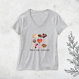 キュート シック ピース ラブ チョコレート キャンディ ハート Tシャツ
