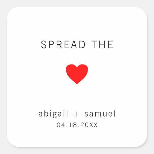 キュート・ジャムフェイバーモダント結婚赤いハート スクエアシール (正面)