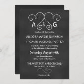 キュート·ジョインド·ハート·チャルクボード·結婚式招待状 招待状 (正面/裏面)