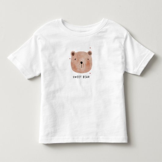 キュート スイートベア トドラーTシャツ | シンプルな木製 (正面)