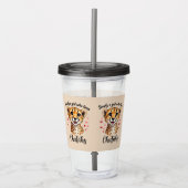 キュート・チーター・恋人・ワイルドライフアートとハート・アクセント アクリルタンブラー (正面)