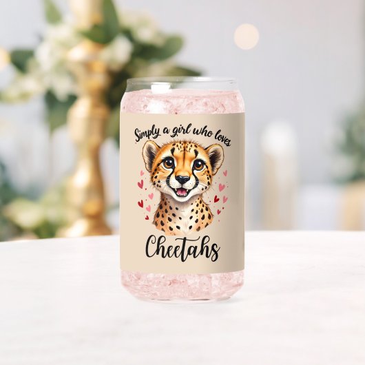 キュート・チーター・恋人・ワイルドライフアートとハート・アクセント ガラス缶 (インサイチュ (ウェディング))