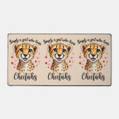 キュート・チーター・恋人・ワイルドライフアートとハート・アクセント デスクマット (正面)