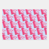 キュート ディスコカウガール ホースシュー ピンク ブルー ベージュ ラッピングペーパーシート (正面)