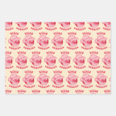 キュート ディスコ カウガール ホースシュー ピンク ブルー ベージュ ラッピングペーパーシート (正面3)