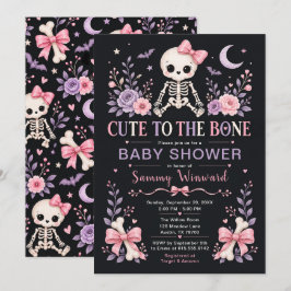 キュート・トゥ・ザ・ボーン・ガール・ハロウィンベイビーシャワー 招待状
