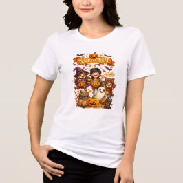 キュート トリック オア トリート ハロウィン 女性用Tシャツ 楽しい トライブレンドTシャツ