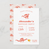 キュート・ドラゴン誕生日パーティーの招待状 サンキューカード (正面/裏面)