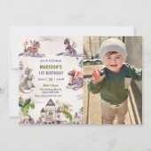 キュート・ドラゴン1st誕生日パーティー写真 招待状 (正面)