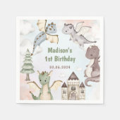 キュート・ドラゴン1st誕生日パーティー スタンダードカクテルナプキン (正面)