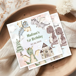 キュート・ドラゴン1st誕生日パーティー スタンダードカクテルナプキン