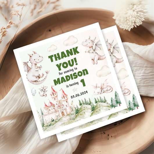 キュート・ドラゴン1st誕生日パーティー スタンダードカクテルナプキン